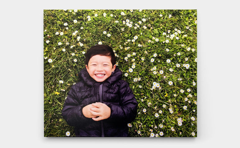 16x20" Gallery Block featuring a photo of a child on a field of flowers.
