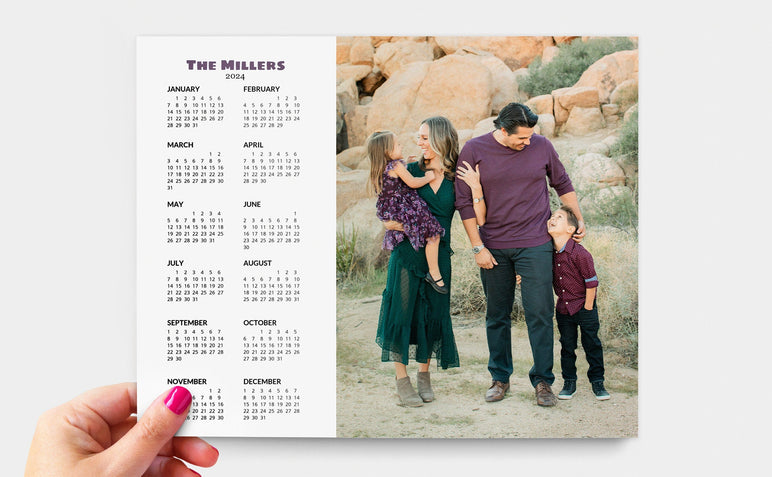 Landscape 8x10" Single-Sided Photo Calendars featuring an image of a family in the desert.