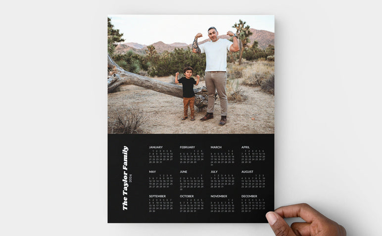 Portrait 8x10" Single-Sided Photo Calendar featuring an image of a father and son. 