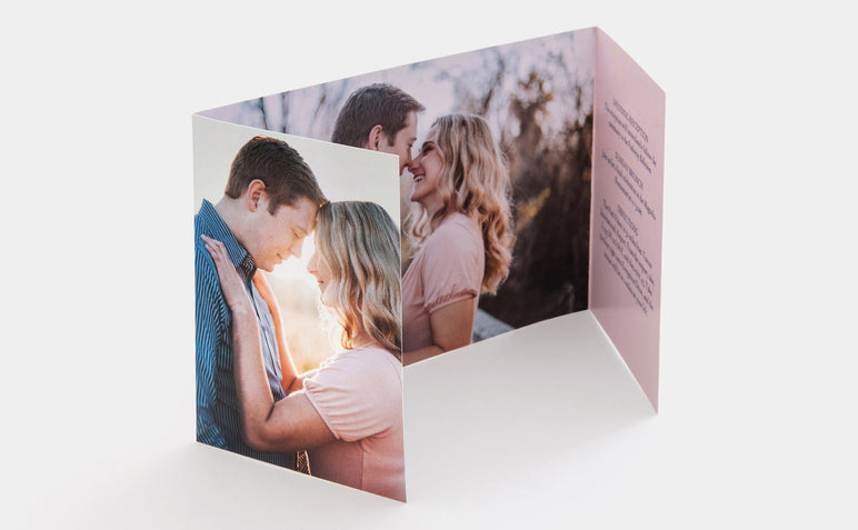 5x7" Gate Fold Card featuring Engagement photos.