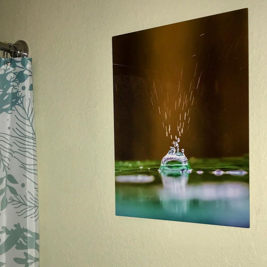 Metal Print hanging in bathroom as waterproof decor