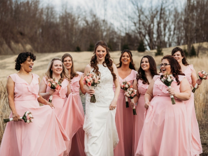 A bride with her bridesmaids