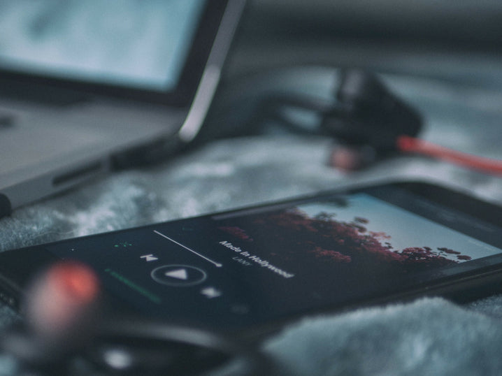 Working at your desk with music playing