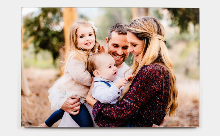 20x30" Acrylic Print featuring a photo of a family. 