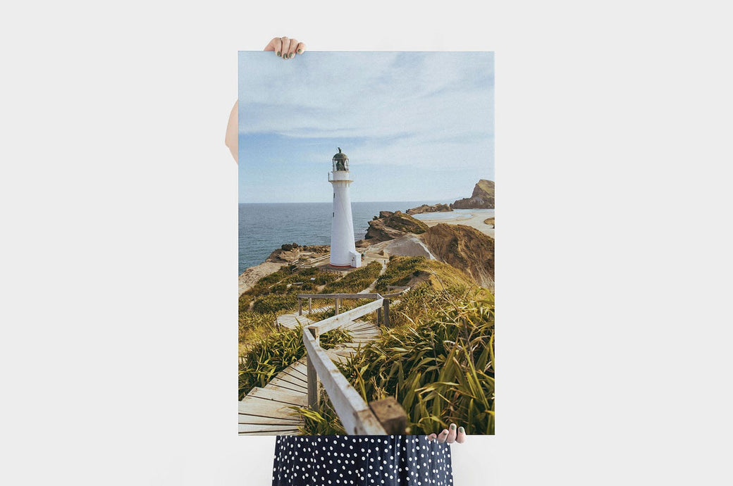 24x36" Portrait Canvas Print featuring a landscape photo of a lighthouse