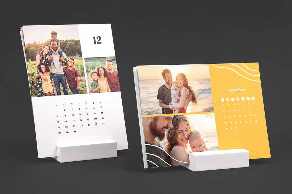 One portrait Desk Calendar and one landscape Desk Calendar.