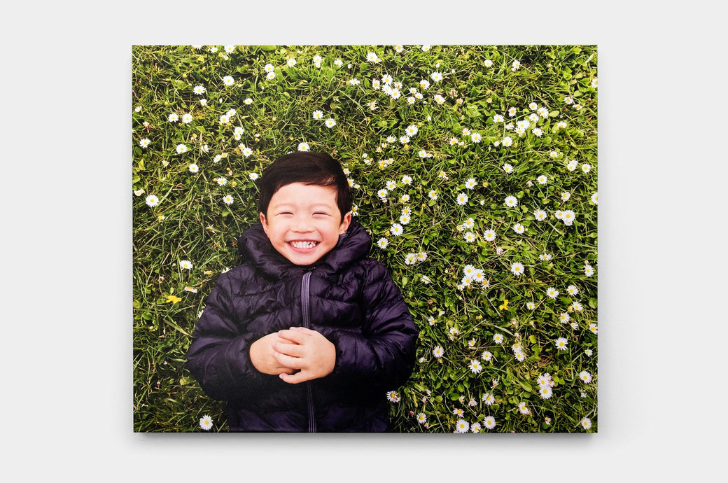 16x20" Gallery Block featuring a photo of a child on a field of flowers - Nations Photo Lab