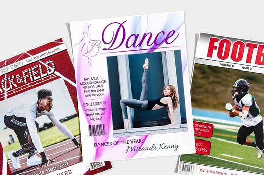 Three Magazine Covers featuring photos of teen athletes
