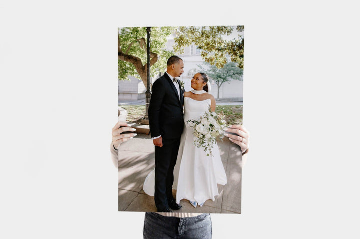 20x30 Portrait Metal Print featuring a wedding photo.