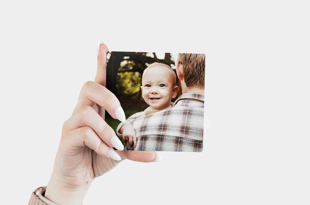 Square 4x4 Metal Print featuring a baby photo