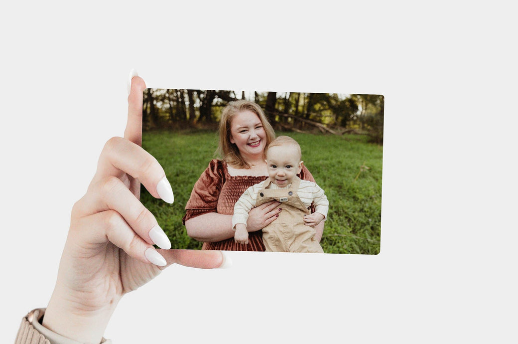 Landscape 4x6 Metal Print featuring a photo of a mother and child