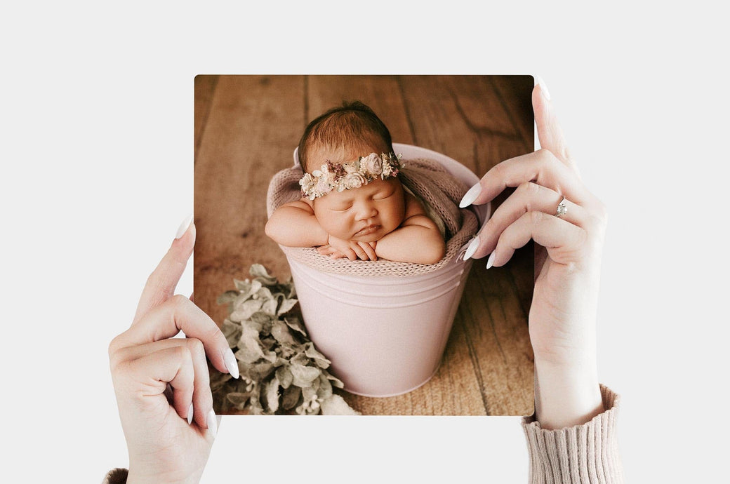 Squarer 8x8 Metal Print featuring a baby photo