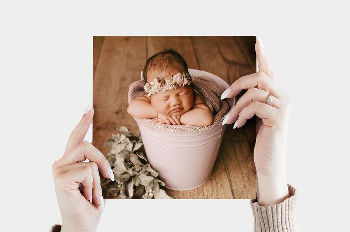 Squarer 8x8 Metal Print featuring a baby photo