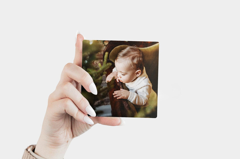 Square 4x4 Metal Print featuring a baby photo