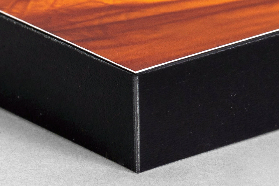 Close-up Corner detail of a Standout Mounted Print.