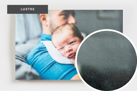 Single Lustre Print featuring a photo of a father and his baby most memorable moment - Nations Photo Lab