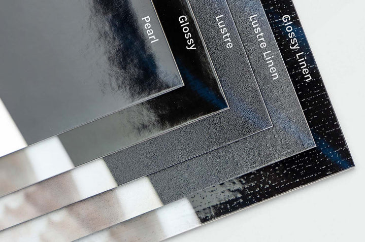 Close up detail shot of all our paper types next to each other.