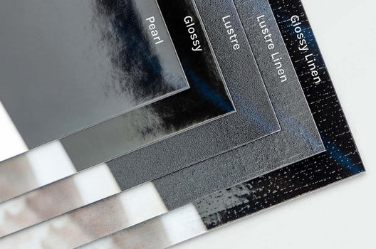 Close up detail shot of all our paper types next to each other.