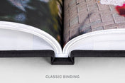 Classic Binding - Close up detail of the Lay Flat paper. The Lay Flat paper texture is smooth with a light sheen - Nations Photo Lab