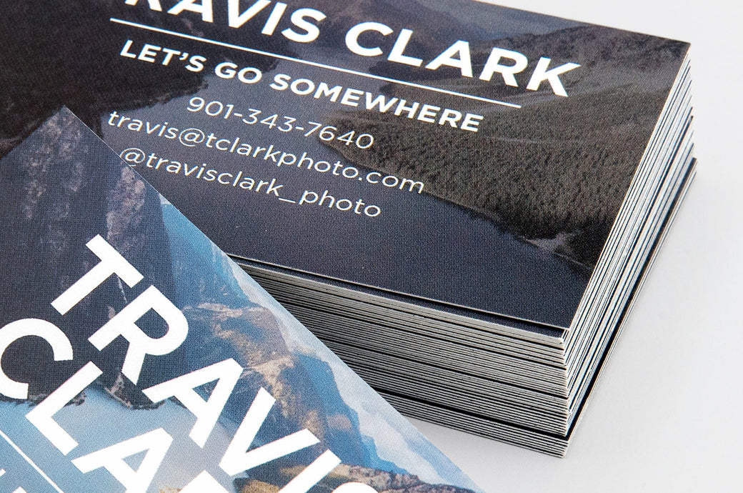 Close up detail of a stack of 2x3.5" Custom Business Cards.
