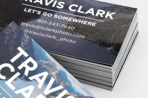 Close up detail of a stack of 2x3.5" Custom Business Cards  - Nations Photo Lab