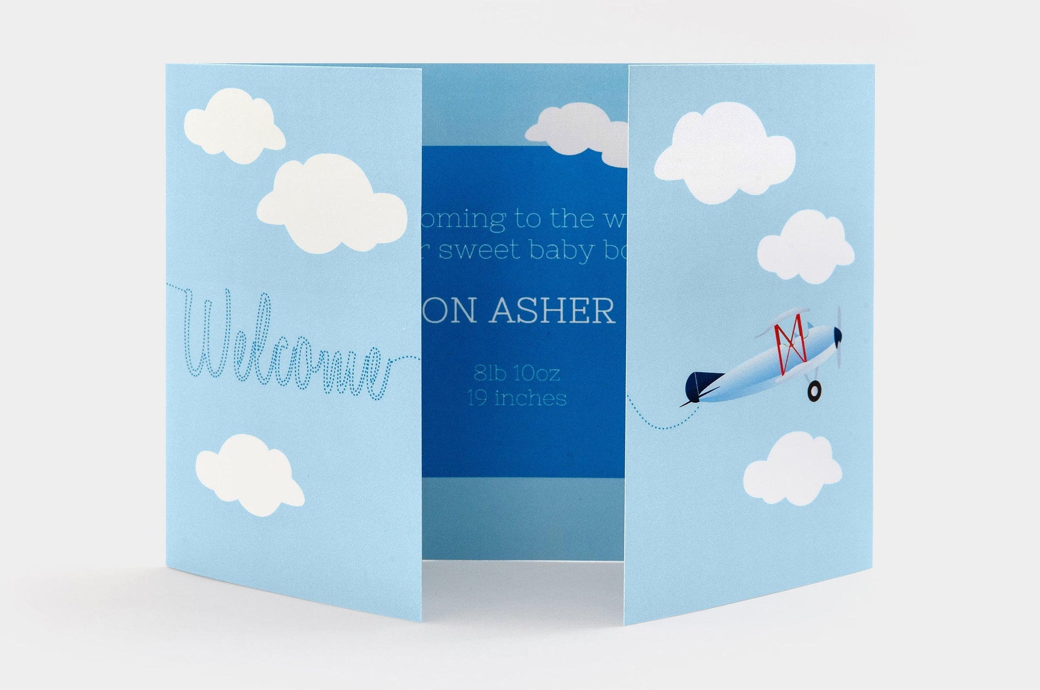 5x7" Gate Fold Card feauturing Welcome baby artworkB