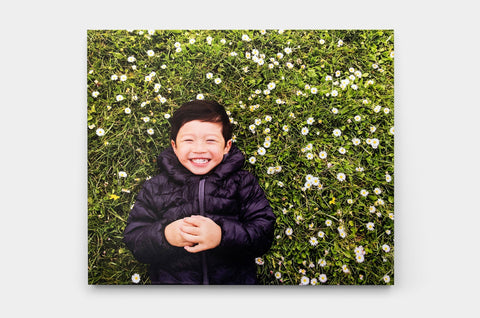 16x20" Gallery Block featuring a photo of a child on a field of flowers - Nations Photo Lab