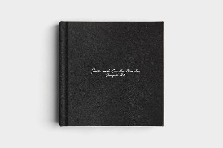 12x12 Square Black Genuine Leather Album