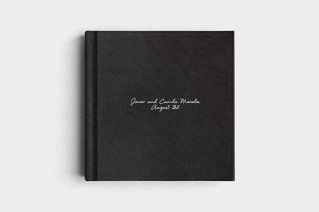 12x12 Square Black Genuine Leather Album