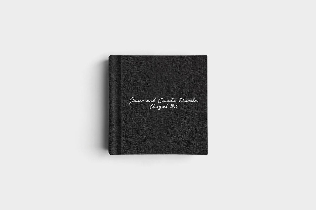 8x8 Square Black Genuine Leather Album