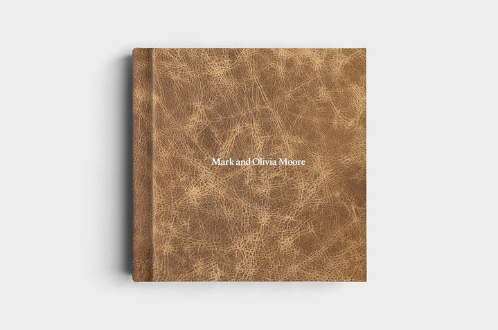 12x12 Square Capuccino Distressed Genuine Leather Album