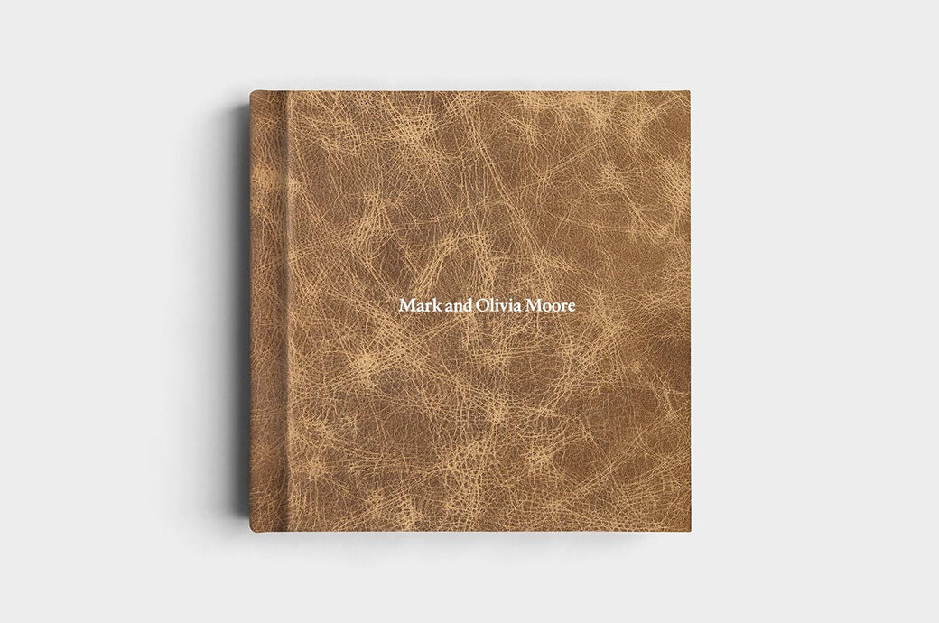 12x12 Square Capuccino Distressed Genuine Leather Album