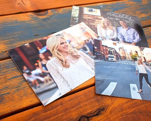 three custom photo prints of a blonde female on 3.5 x 5 endura paper 