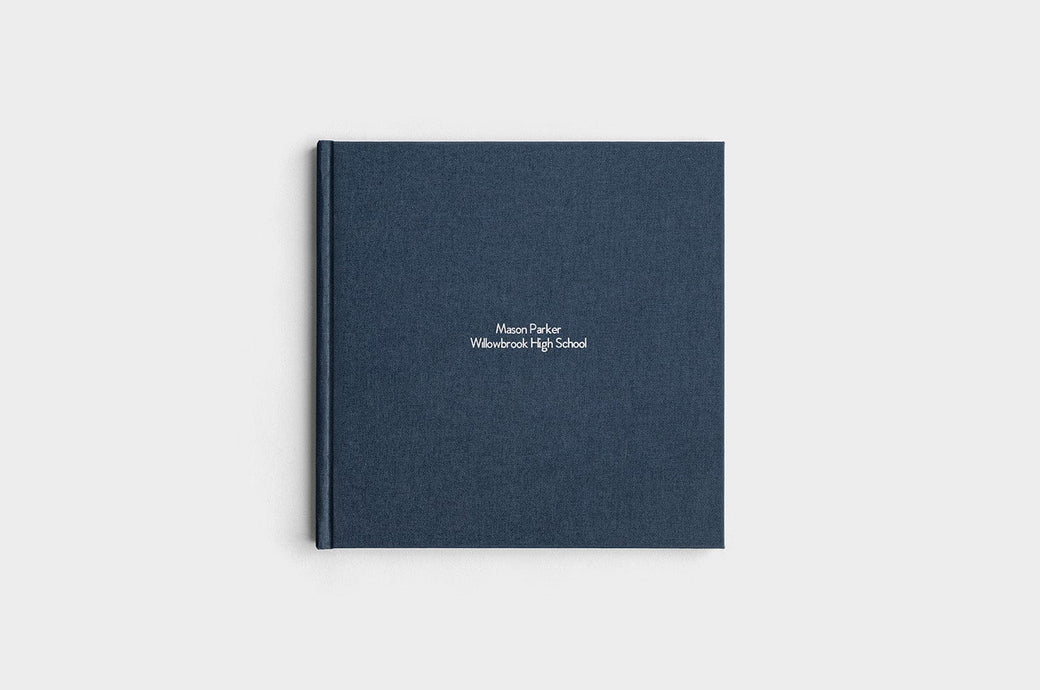 10x10 Square Navy Linen Photo Book