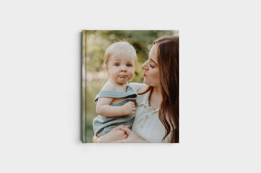 8.5x11" Portrait Lustre Photo Cover Photo Book featuring a photo of a woman with her baby.