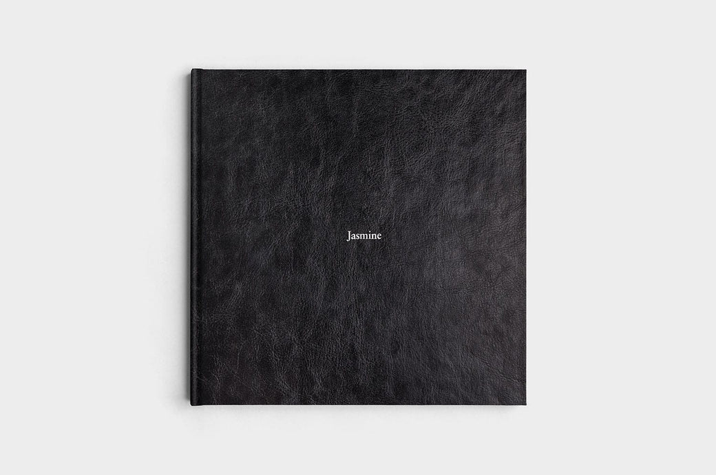 12x12 Square Jet Black Vegan Leather Photo Book