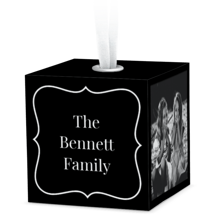 Black and White Ornate 2x2 Ornament Cube