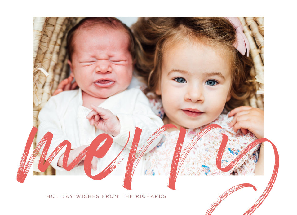 Brushstroke Wishes-Holiday Photo Greeting Cards-Nations Photo Lab-Landscape-Terra Cotta-Merry Christmas-Nations Photo Lab