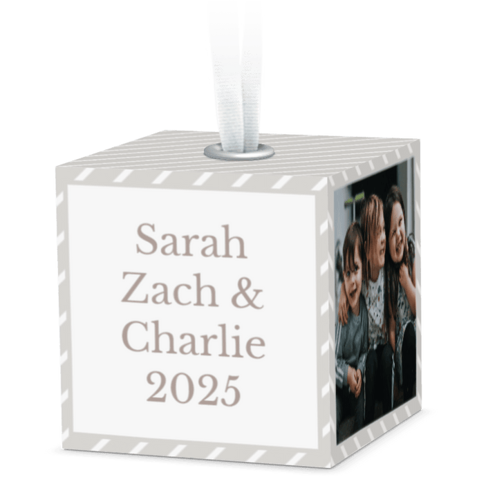 Gray Stripes 2x2 Ornament Cube