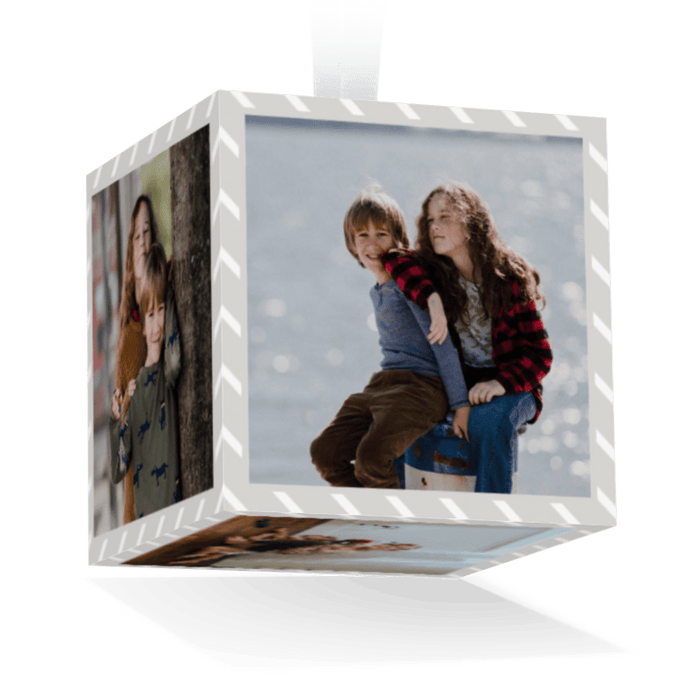 Gray Stripes 2x2 Ornament Cube