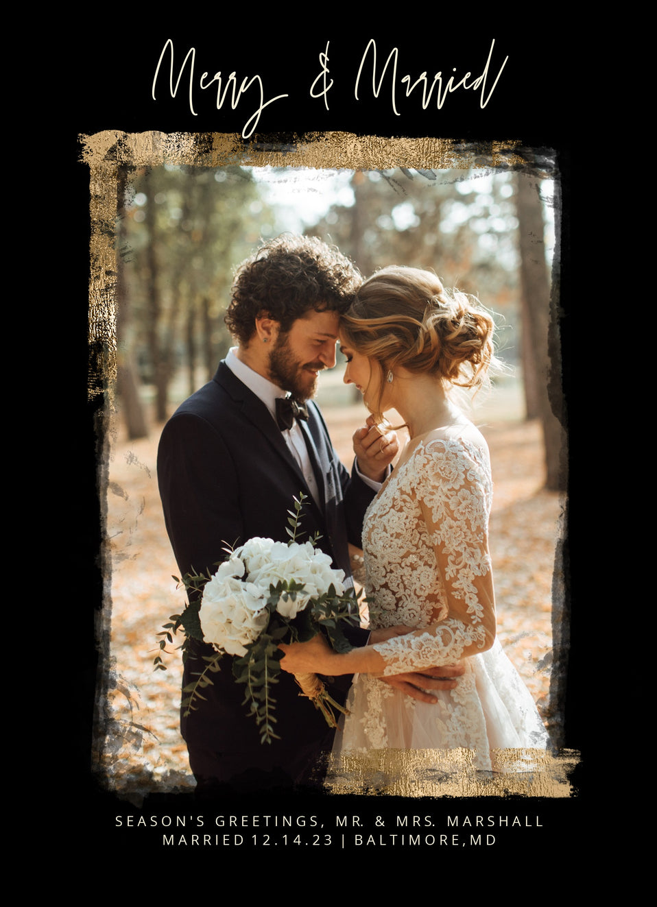 Rustic Gold-Postcards-Nations Photo Lab-Portrait-Black-Just Married-Nations Photo Lab