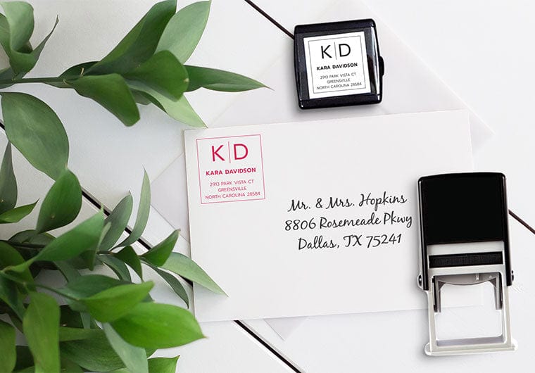 Self Inking Stamps - Modern Initial Address