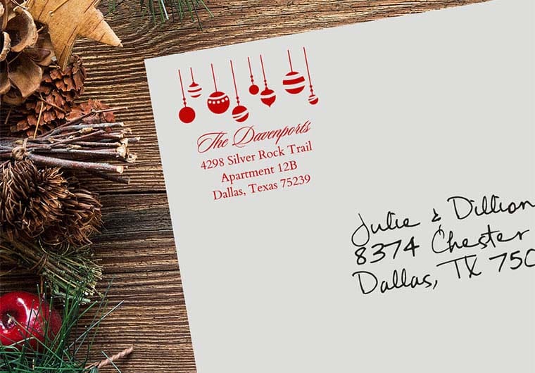 Self Inking Stamps - Ornaments Holiday Address-Self Inking Stamps-Nations Photo Lab-Nations Photo Lab