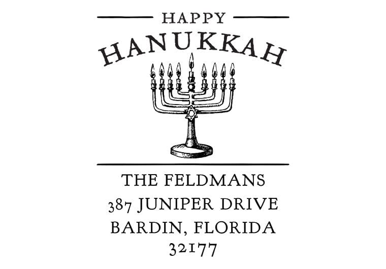 Self Inking Stamps - Hanukkah Menorah Address