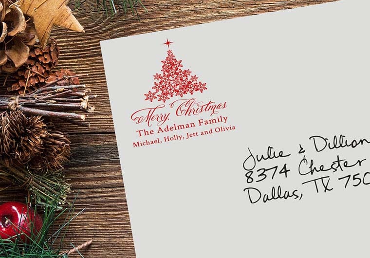 Self Inking Stamps - Christmas Tree Address