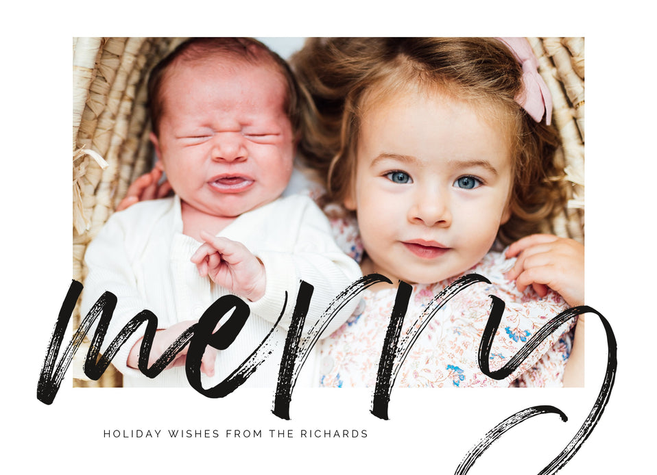 Brushstroke Wishes-Postcards-Nations Photo Lab-Landscape-Black-Merry Christmas-Nations Photo Lab