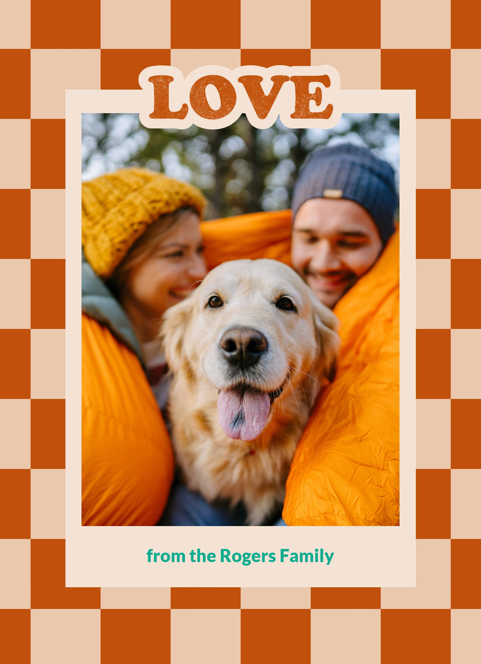 Checkered Wishes-Postcards-Nations Photo Lab-Portrait-Rust-Happy Holidays-Nations Photo Lab