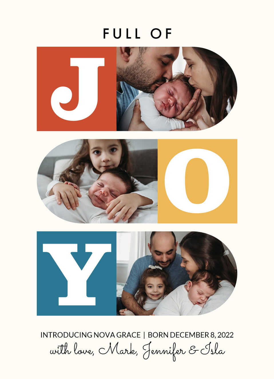 Colorblock Joy-Postcards-Nations Photo Lab-Portrait-Teal Blue-New Baby-Nations Photo Lab