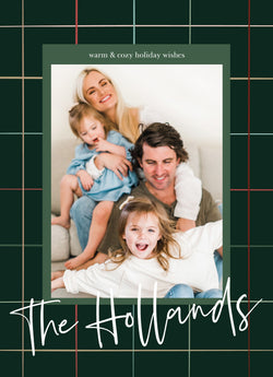 Colorful Plaid-Postcards-Nations Photo Lab-Portrait-Dark Jungle Green-Happy Holidays-Nations Photo Lab