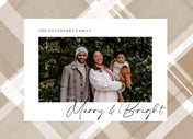 Plaid Announcement-Postcards-Nations Photo Lab-Landscape-Dark Vanilla-Merry Christmas-Nations Photo Lab